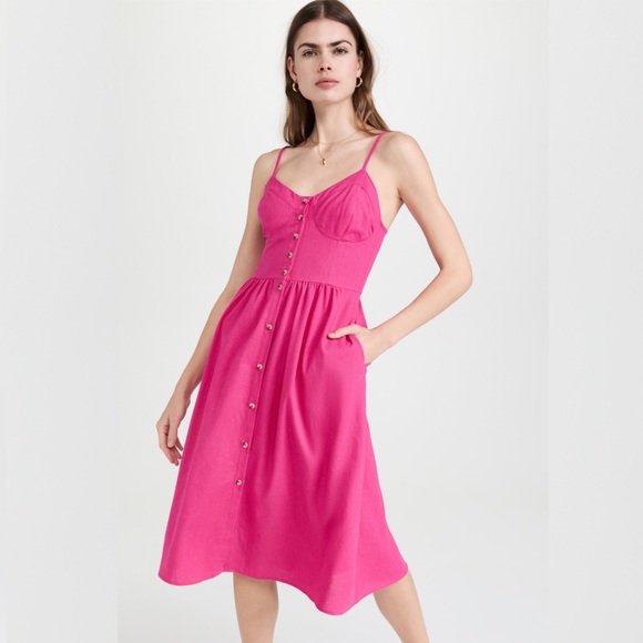 Rolla’s Eve Linen Dress In Magenta/Hot Pink - Picture 9 of 15